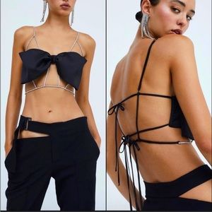 For Love and Lemons Martina Bow Bustier Bra Top NWOT